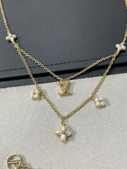 [Windsor Jewelry]FLOWERGRAM GOLD MOP DOUBLE ROW NECKLACE