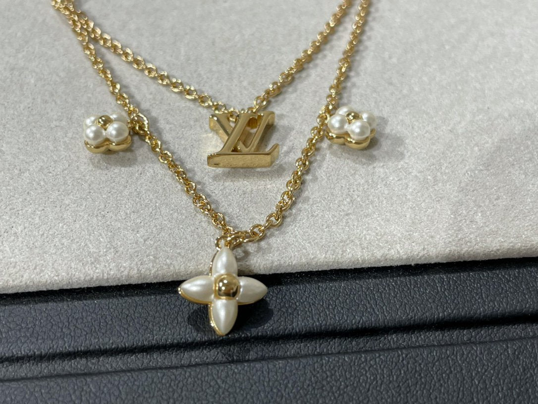 [Windsor Jewelry]FLOWERGRAM GOLD MOP DOUBLE ROW NECKLACE