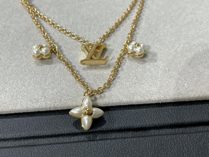 [Windsor Jewelry]FLOWERGRAM GOLD MOP DOUBLE ROW NECKLACE
