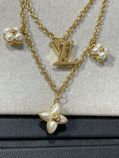 [Windsor Jewelry]FLOWERGRAM GOLD MOP DOUBLE ROW NECKLACE