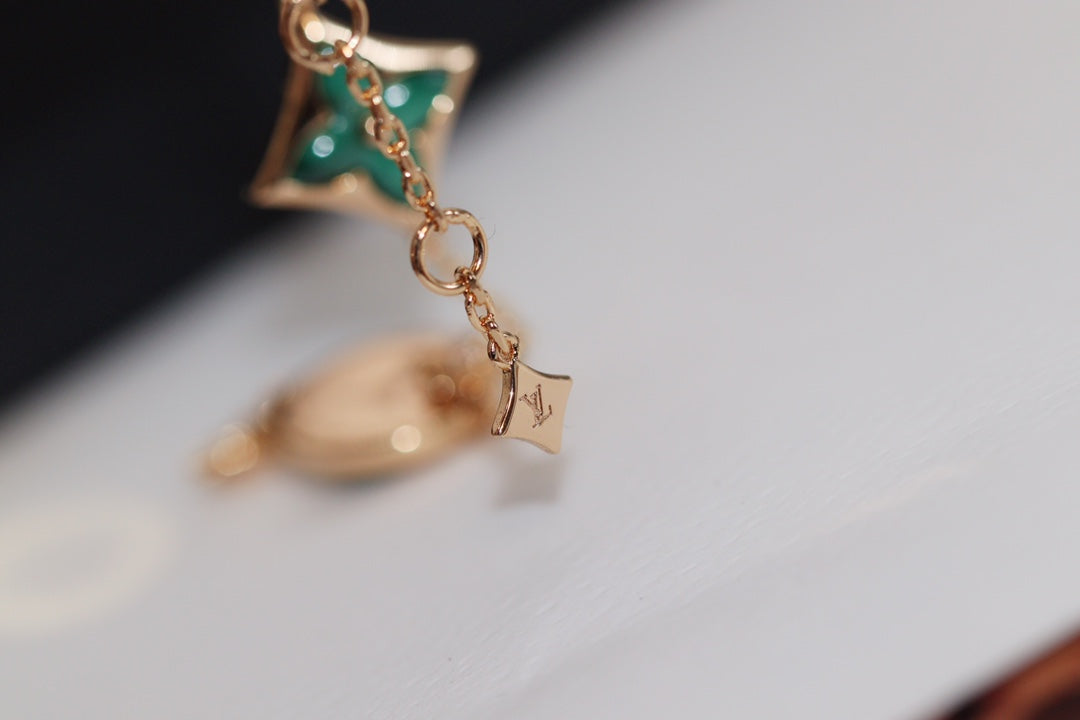 [Windsor Jewelry]STAR AND SUN 4 MOTIF PINK GOLD MALACHITE BRACELET