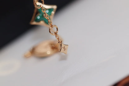 [Windsor Jewelry]STAR AND SUN 4 MOTIF PINK GOLD MALACHITE BRACELET