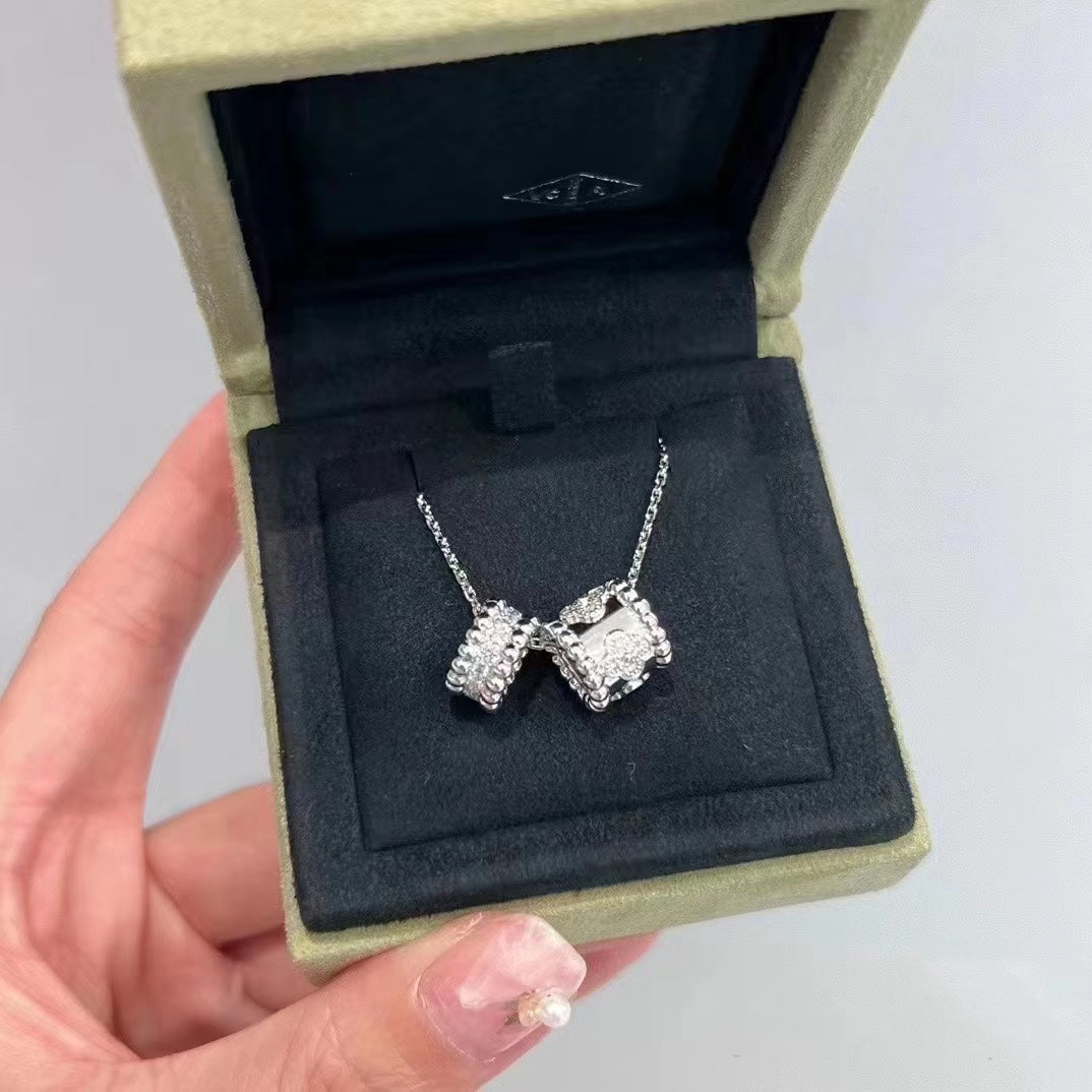 [Windsor Jewelry]PERLEE DOUBLE PENDANT SILVER DIAMOND NECKLACE