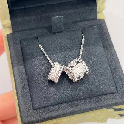 [Windsor Jewelry]PERLEE DOUBLE PENDANT SILVER DIAMOND NECKLACE