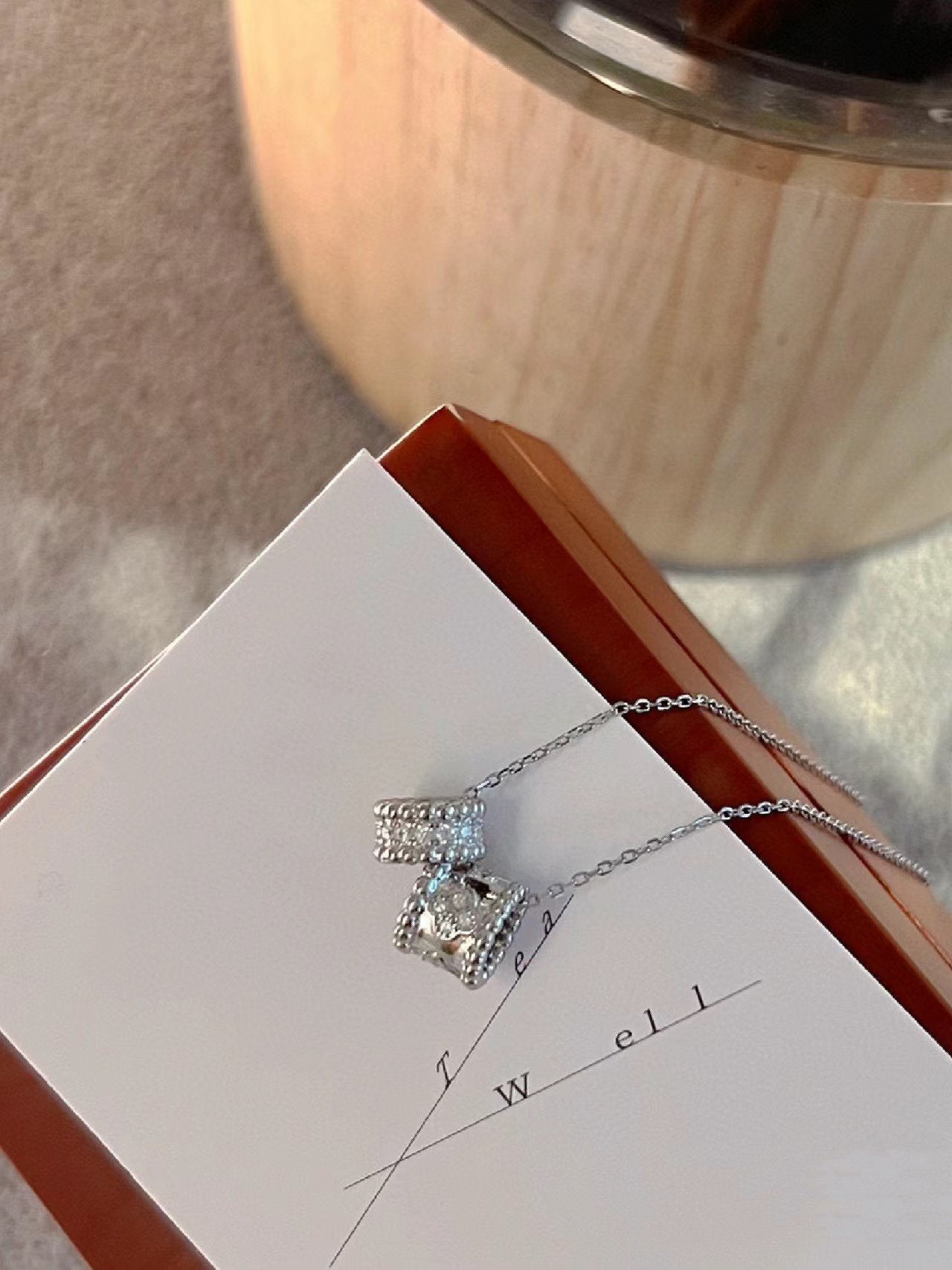 [Windsor Jewelry]PERLEE DOUBLE PENDANT SILVER DIAMOND NECKLACE
