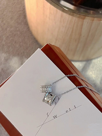 [Windsor Jewelry]PERLEE DOUBLE PENDANT SILVER DIAMOND NECKLACE
