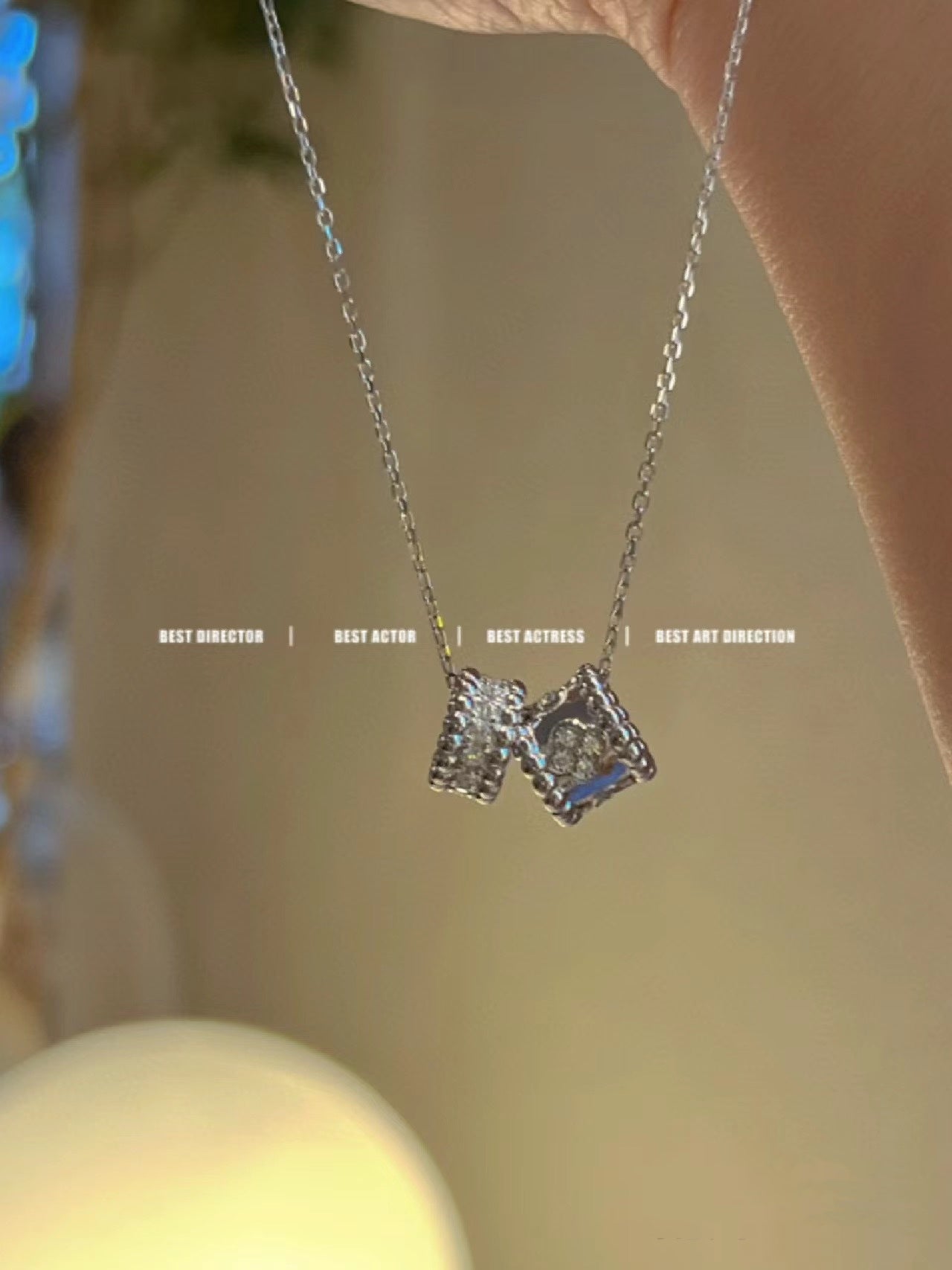 [Windsor Jewelry]PERLEE DOUBLE PENDANT SILVER DIAMOND NECKLACE