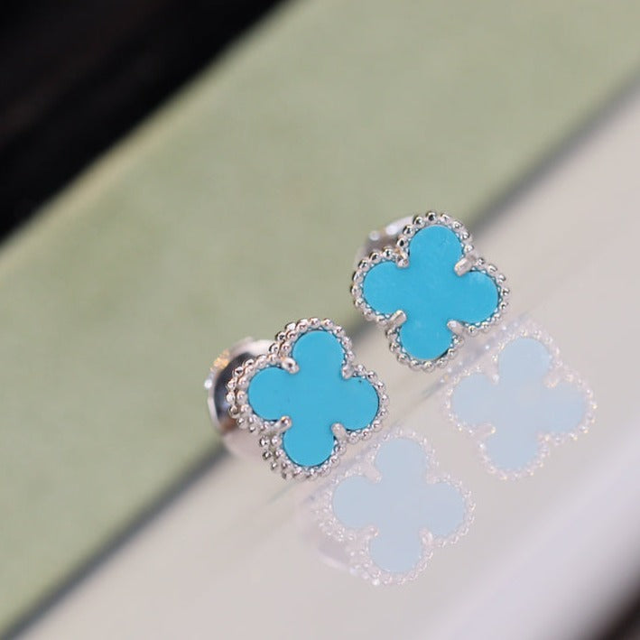 [Windsor Jewelry]CLOVER MINI TURQUOISE SILVER STUD EARRINGS