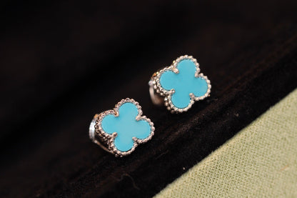 [Windsor Jewelry]CLOVER MINI TURQUOISE SILVER STUD EARRINGS