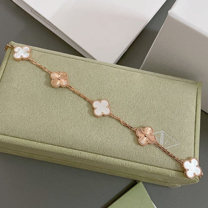 [Windsor Jewelry]CLOVER BRACELET 5 MOTIF WHITE MOP PINK GOLD