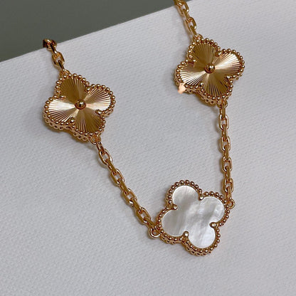 [Windsor Jewelry]CLOVER BRACELET 5 MOTIF WHITE MOP PINK GOLD