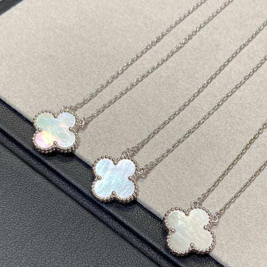 [Windsor Jewelry]CLOVER MEDIUM SILVER WHITE MOP NECKLACE