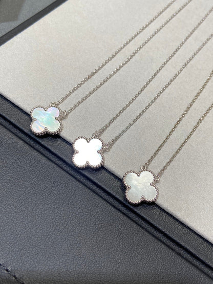 [Windsor Jewelry]CLOVER MEDIUM SILVER WHITE MOP NECKLACE