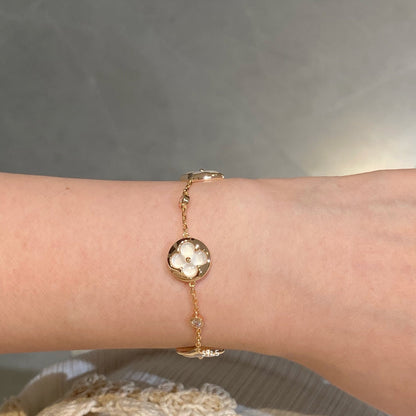 [Windsor Jewelry]STAR AND SUN 4 MOTIF WHITE MOP PINK GOLD BRACELET