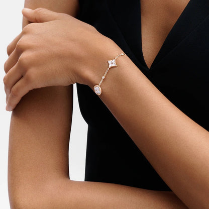 [Windsor Jewelry]STAR AND SUN 4 MOTIF WHITE MOP PINK GOLD BRACELET