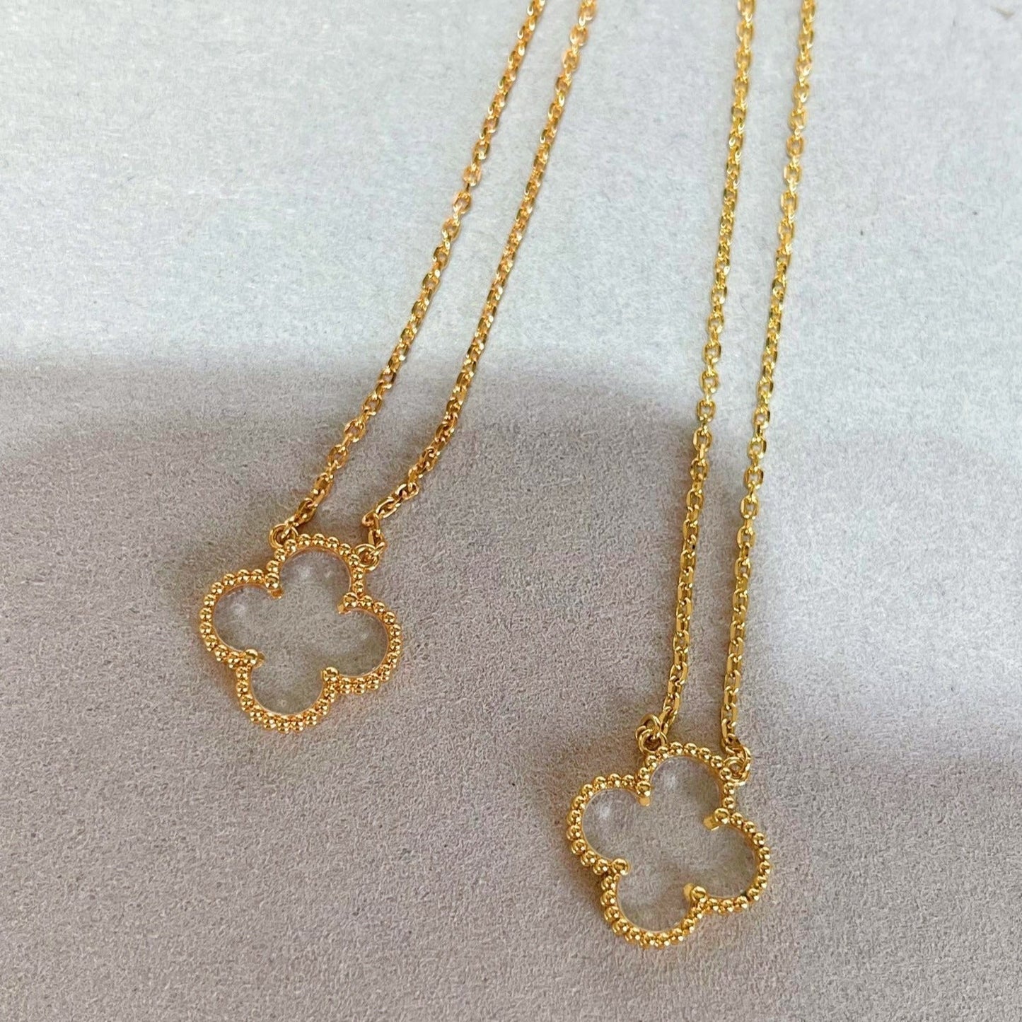 [Windsor Jewelry]CLOVER ROCK CRYSTAL ROSE GOLD NECKLACE