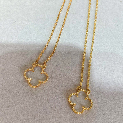 [Windsor Jewelry]CLOVER ROCK CRYSTAL ROSE GOLD NECKLACE