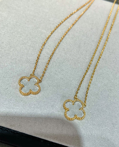 [Windsor Jewelry]CLOVER ROCK CRYSTAL ROSE GOLD NECKLACE