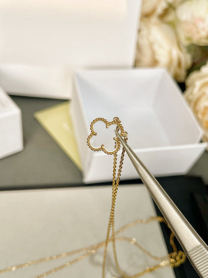 [Windsor Jewelry]CLOVER ROCK CRYSTAL ROSE GOLD NECKLACE