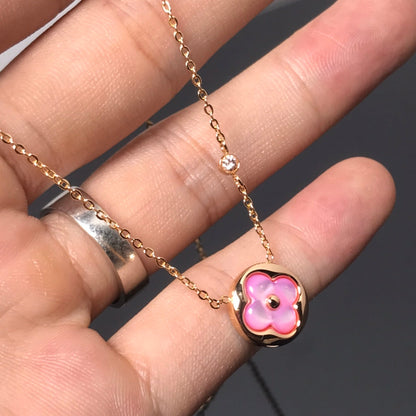 [Windsor Jewelry]COLOR BLOSSOM PINK MOP SUN GOLD NECKLACE