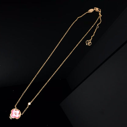 [Windsor Jewelry]COLOR BLOSSOM PINK MOP SUN GOLD NECKLACE