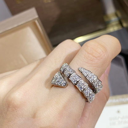 [Windsor Jewelry]SERPENTI DOUBLE RING SILVER DIAMOND PAVED