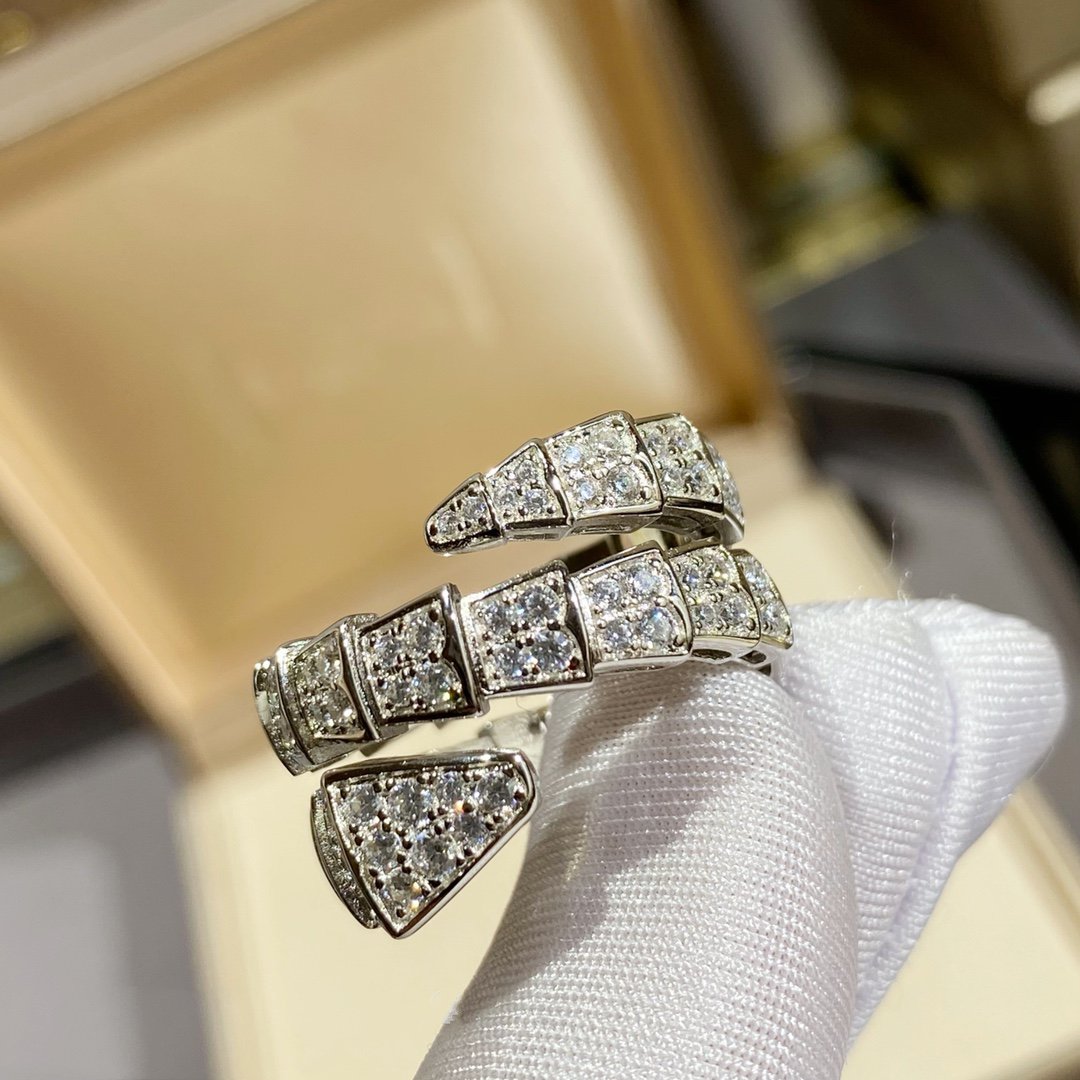 [Windsor Jewelry]SERPENTI DOUBLE RING SILVER DIAMOND PAVED