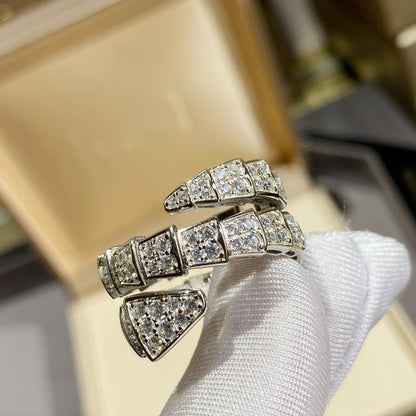 [Windsor Jewelry]SERPENTI DOUBLE RING SILVER DIAMOND PAVED