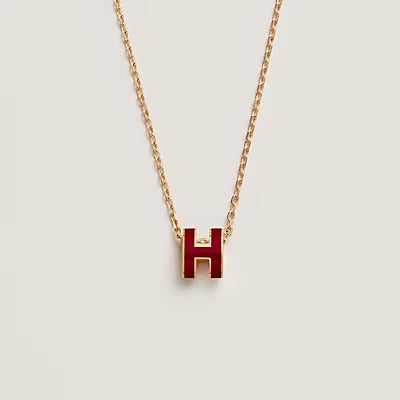 [Windsor Jewelry]HM CLIC RED ENAMEL GOLD NECKLACE