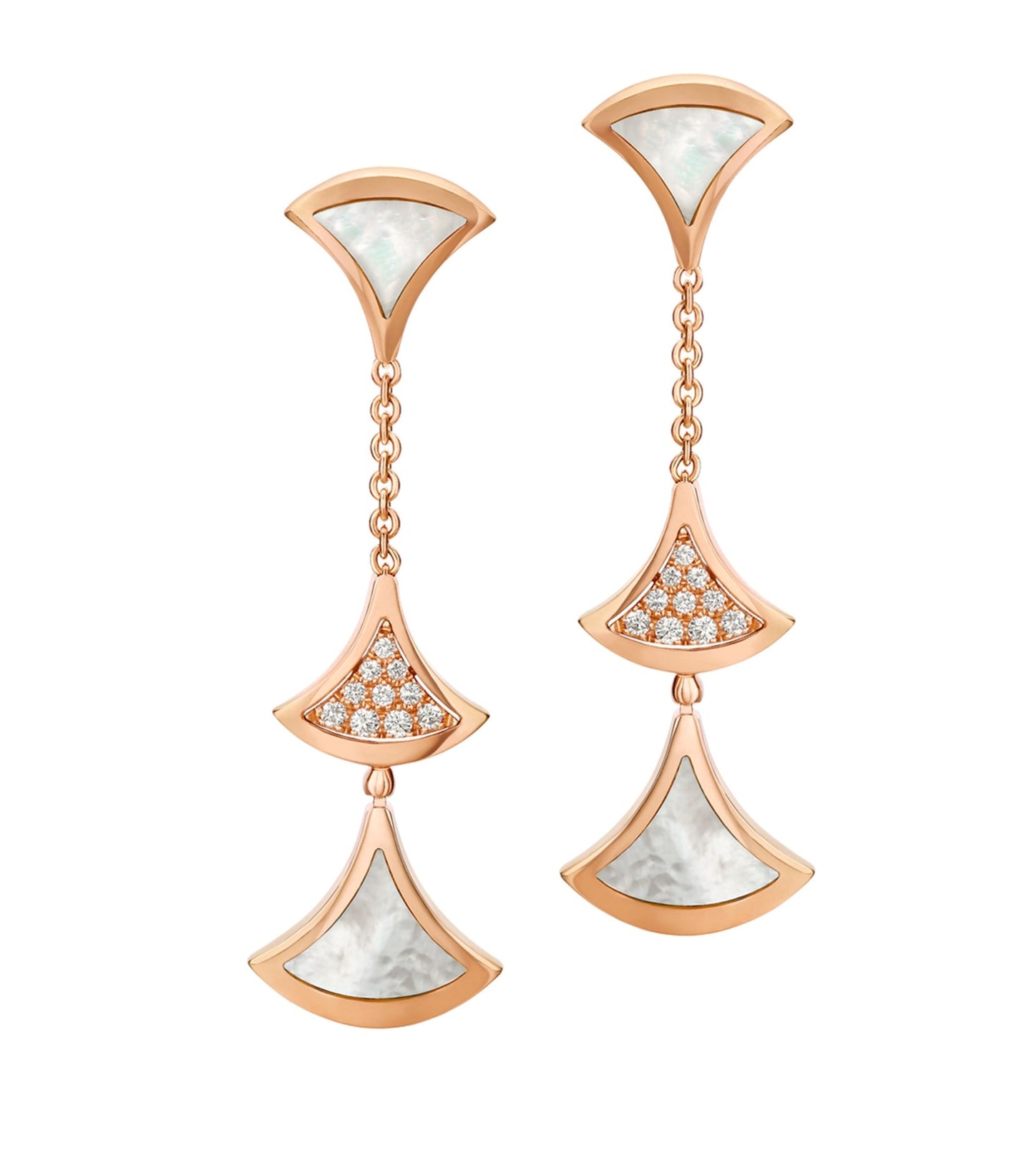 [Windsor Jewelry]DREAM EARRINGS 3 MOTIFS DIAMOND MOP PINK GOLD