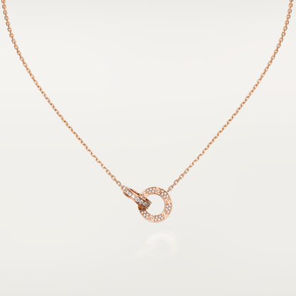 [Windsor Jewelry]LOVE 7.6MM NECKLACE ROSE GOLD AND SILVER  FULL DIAMOND