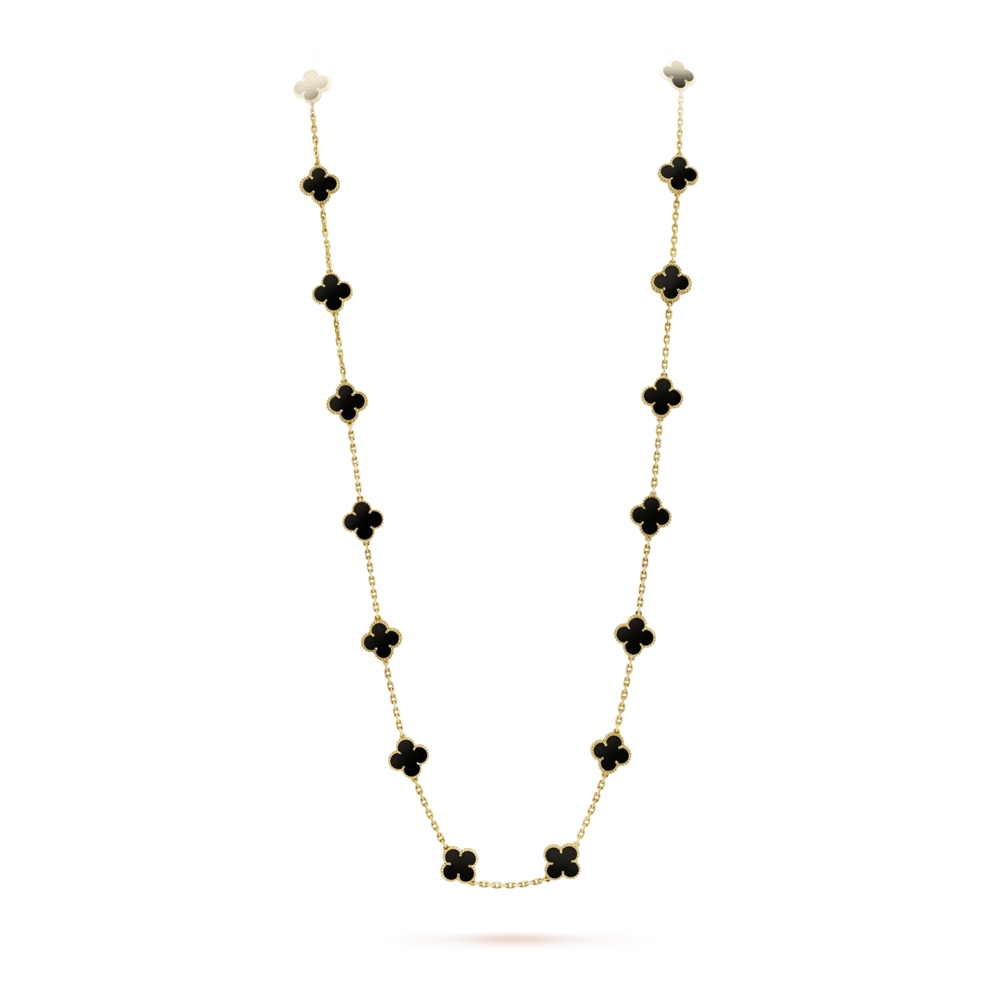 [Windsor Jewelry]CLOVER 20 MOTIFS ONYX NECKLACE
