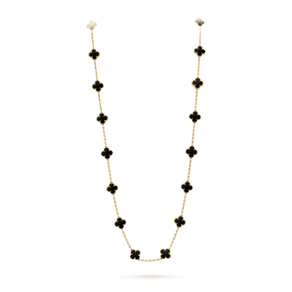 [Windsor Jewelry]CLOVER 20 MOTIFS ONYX NECKLACE
