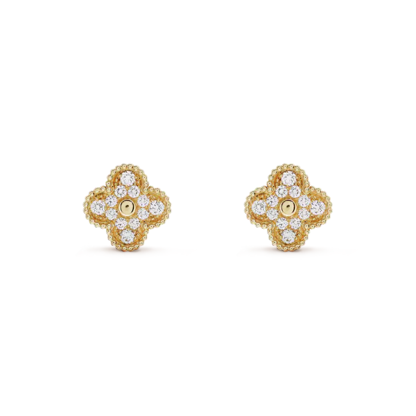 [Windsor Jewelry]CLOVER MEDIUM 1 MOTIFS FUll DIAMOND EARRINGS