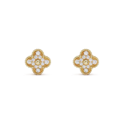 [Windsor Jewelry]CLOVER MEDIUM 1 MOTIFS FUll DIAMOND EARRINGS