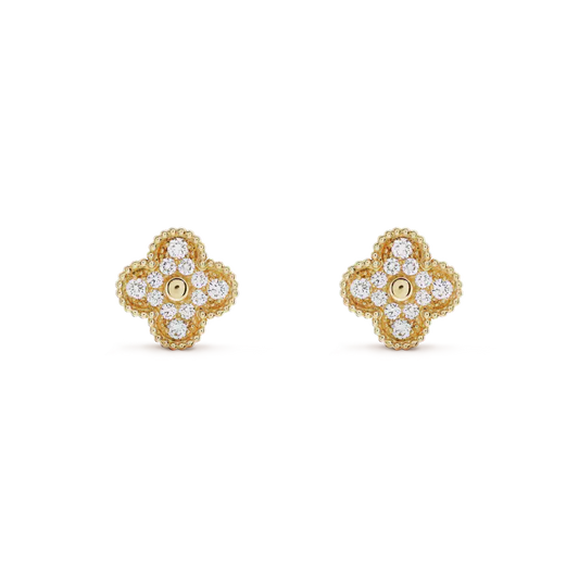 [Windsor Jewelry]CLOVER MEDIUM 1 MOTIFS FUll DIAMOND EARRINGS