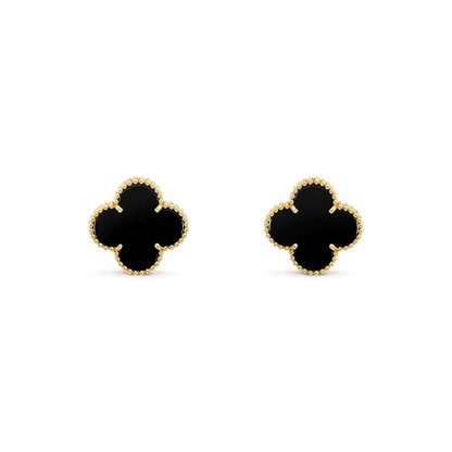 [Windsor Jewelry]CLOVER MEDIUM 1 MOTIFS  ONYX STUD EARRINGS