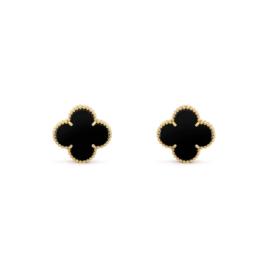 [Windsor Jewelry]CLOVER MEDIUM 1 MOTIFS  ONYX STUD EARRINGS