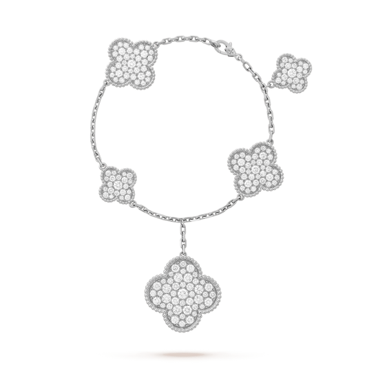 [Windsor Jewelry]CLOVER 6 MOTIFS SILVER DIAMOND BRACELET