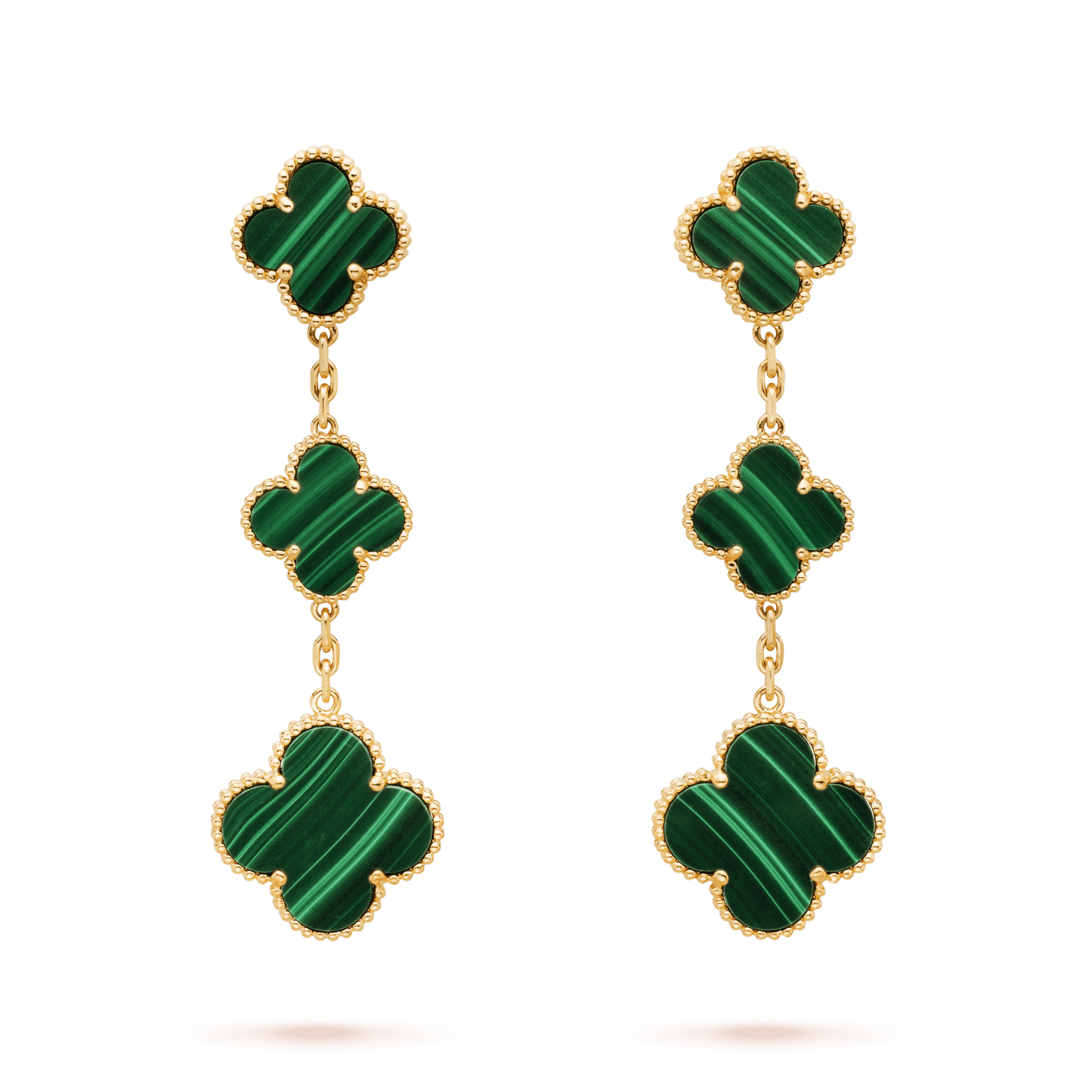 [Windsor Jewelry]CLOVER MALACHITE 3 MOTIFS GOLD