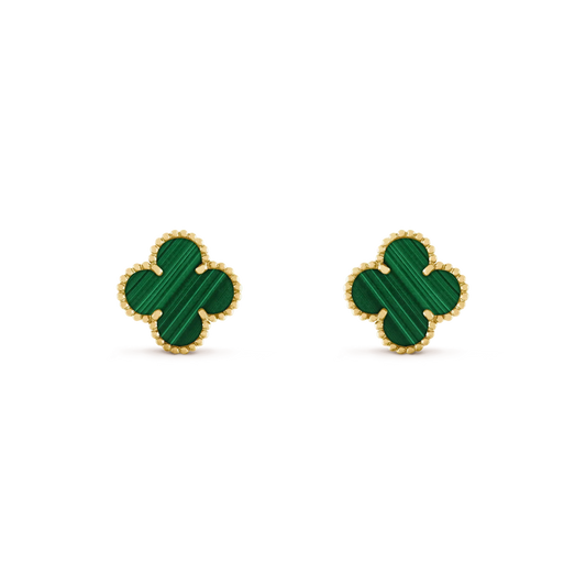 [Windsor Jewelry]CLOVER MEDIUM 1 MOTIFS MALACHITE  EARRINGS