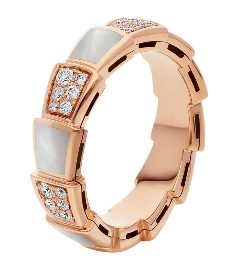 [Windsor Jewelry]SERPENTI RING PINK GOLD MOP DIAMOND PAVED 4MM