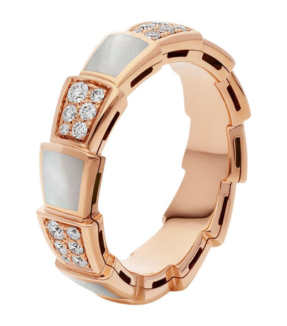 [Windsor Jewelry]SERPENTI RING PINK GOLD MOP DIAMOND PAVED 4MM
