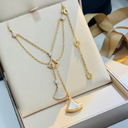[Windsor Jewelry]DREAM NECKLACE WHITE MOP FULL DIAMOND
