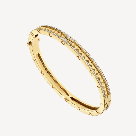 [Windsor Jewelry]ZERO 1 SPIRAL AND PAVED DIAMOND GOLD BRACELET