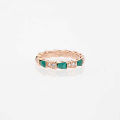 [Windsor Jewelry]SERPENTI RING PINK GOLD MALACHITE DIAMOND 3MM