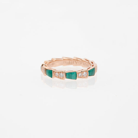 [Windsor Jewelry]SERPENTI RING PINK GOLD MALACHITE DIAMOND 3MM