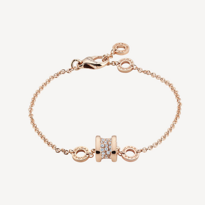 [Windsor Jewelry]ZERO 1 SOFT PINK GOLD WITH PAVED DIAMONDS ON THE SPIRAL BRACELET