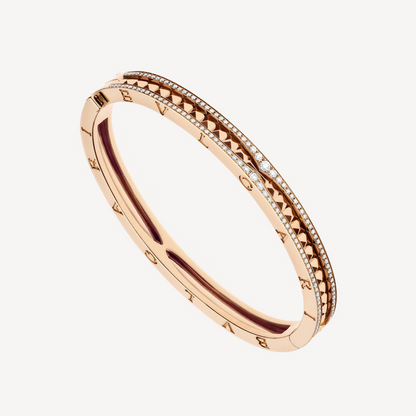 [Windsor Jewelry]ZERO 1 SPIRAL AND PAVED DIAMOND PINK GOLD BRACELET