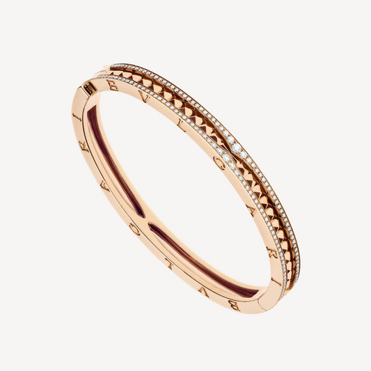 [Windsor Jewelry]ZERO 1 SPIRAL AND PAVED DIAMOND PINK GOLD BRACELET
